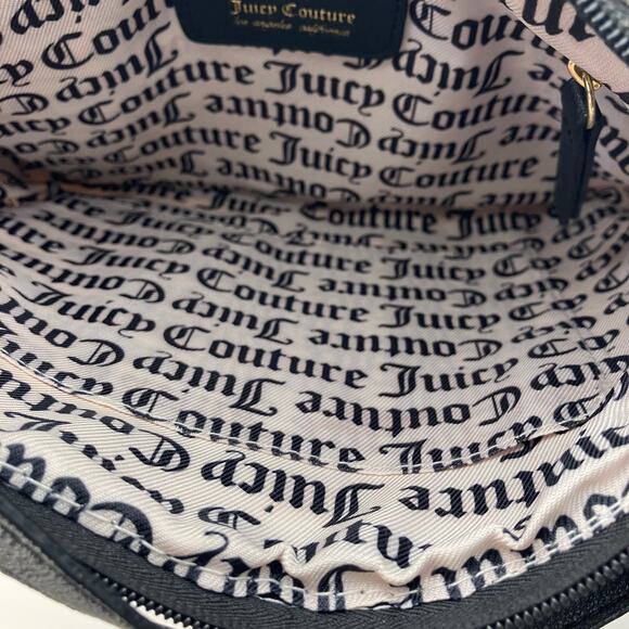 Juicy Couture Striped Canvas Clutch Shoulder Bag Black White Gold Zip 10x7” Logo - Picture 11 of 11